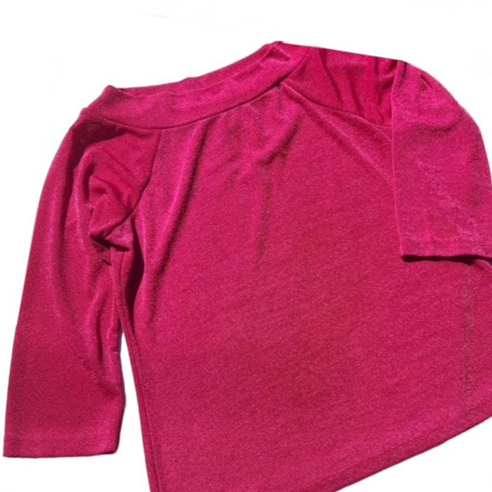 Y2K Notations Cerise Boatneck 3/4 Sleeve Top, Size Small